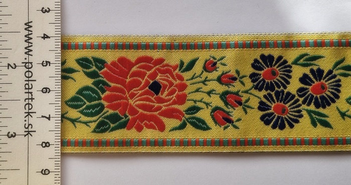 Krojov� stuha ��rka 4,5 cm �lt� vy��van� (�akarov�)